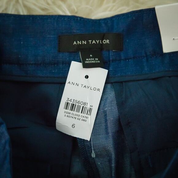 Ann Taylor Size 6 Blue Chambray Wide Leg Crop Cropped High Rise Pants NEW - Picture 5 of 8